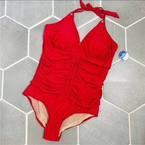 NWT Women's 14 Swimsuits for All Ruched One Piece Swimsuit